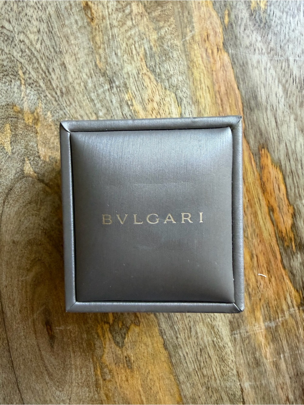 Authentic BVLGARI Empty Ring Box Only Gray Leather Case Via Condotti Roma
